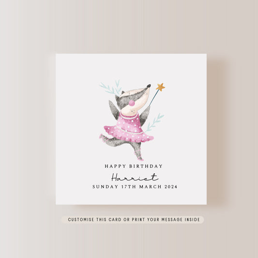 Ballerina Print Children's Greeting Card | Happy Birthday, Christening, New Baby | Little Paper Bird Ltd