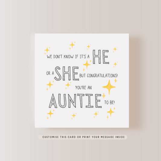 Surprise Auntie to Be Greeting Card | New Baby & Announcement | Little Paper Bird