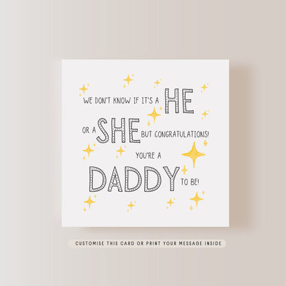 Surprise Daddy to Be Greeting Card | New Baby & Announcement | Little Paper Bird