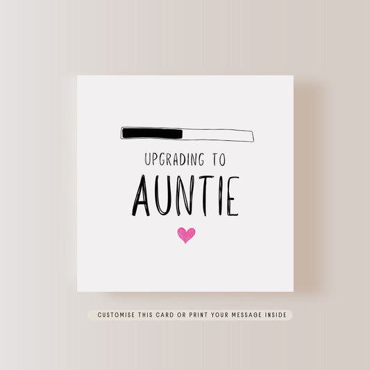 Upgrade to Auntie Greeting Card | Personalised Pregnancy Reveal for Sister, Mothers Day Aunt Card from Baby, Surprise Baby Announcement Gift