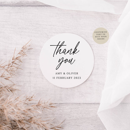 Thank You Wedding Favour Sticker Sheet | Various Sizes | Personalised Round Labels Favours for Event, Circle Stickers for Engagement Party