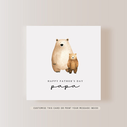 Personalised Greeting Card For Dad on Father's Day | First Father's Day Bear Print Card, Papa Bear Print from Child for Someone Like a Dad