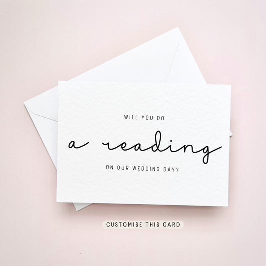 Will You Do a Reading | Wedding Day Proposal Postcard, Letterbox Gift for Him, Personalised Card for her, Thank you for Someone Special