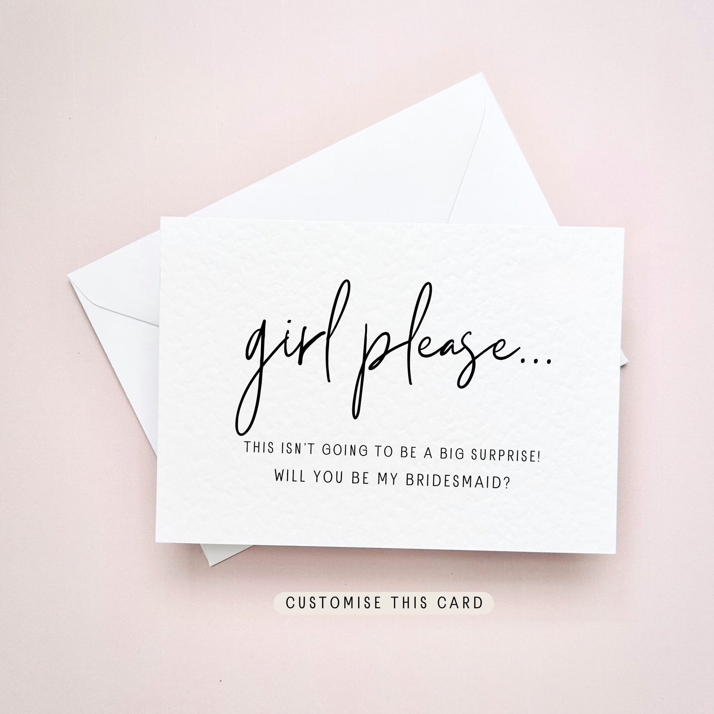 Will you be my Bridesmaid Proposal Postcard, Maid of Honour Personalised Gift, Funny Keepsake Letterbox Bridal Party Favour | Babes Please