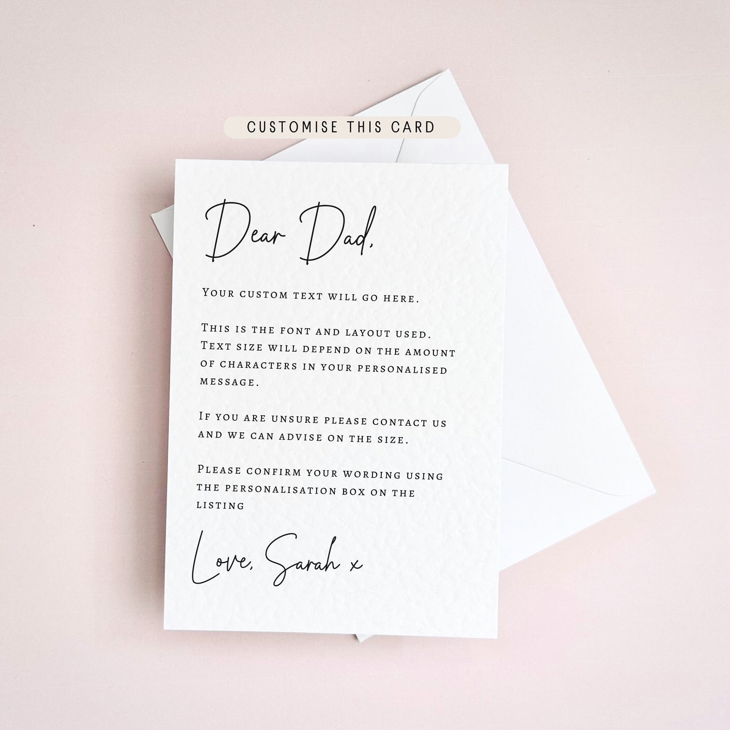 Dear Dad Letter Postcard | Personalised Wedding Keepsake for Father of the Bride, Walk Me Down the Aisle request for Dad, Give me Away Ask