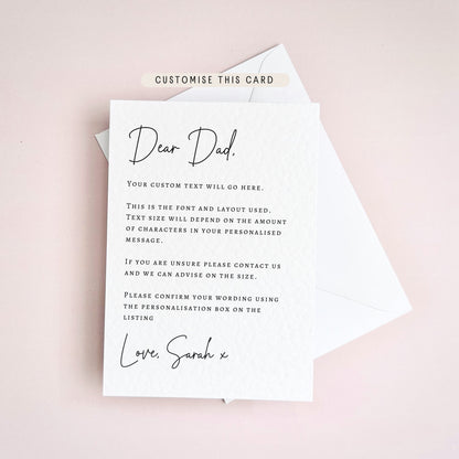 Dear Dad Letter Postcard | Personalised Wedding Keepsake for Father of the Bride, Walk Me Down the Aisle request for Dad, Give me Away Ask