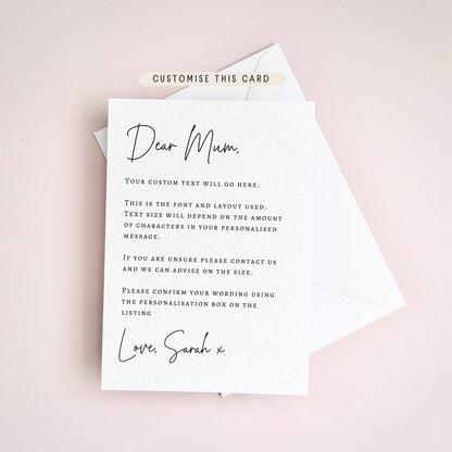 Dear Mum Letter Postcard | Personalised Mother of Bride Keepsake, Wedding Day Gift for Mum, Walk Me Down Aisle Proposal for Someone Special