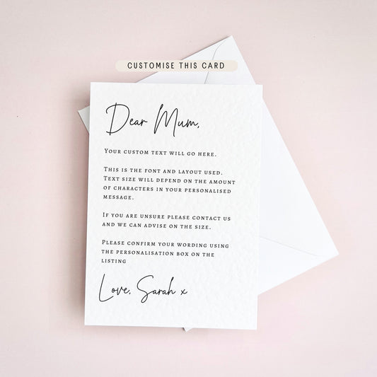 Dear Mum Letter Postcard | Personalised Mother of Bride Keepsake, Wedding Day Gift for Mum, Walk Me Down Aisle Proposal for Someone Special