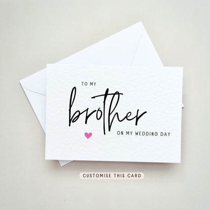 To My Brother on my Wedding Day | Thank You Postcard, Gift from Groom, Card from Bride, Personalised Keepsake Letterbox Gift, Gift for Him