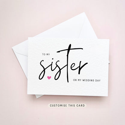 To My Sister | Thank You Wedding Card, Keepsake gift for her, Letterbox postcard from the bride, personalised wedding present for women