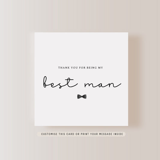 Thank you to Best Man Greeting Card | Wedding Party Personalised Card, Grooms Party Keepsake Favour, Letterbox Gift for Him from Groom