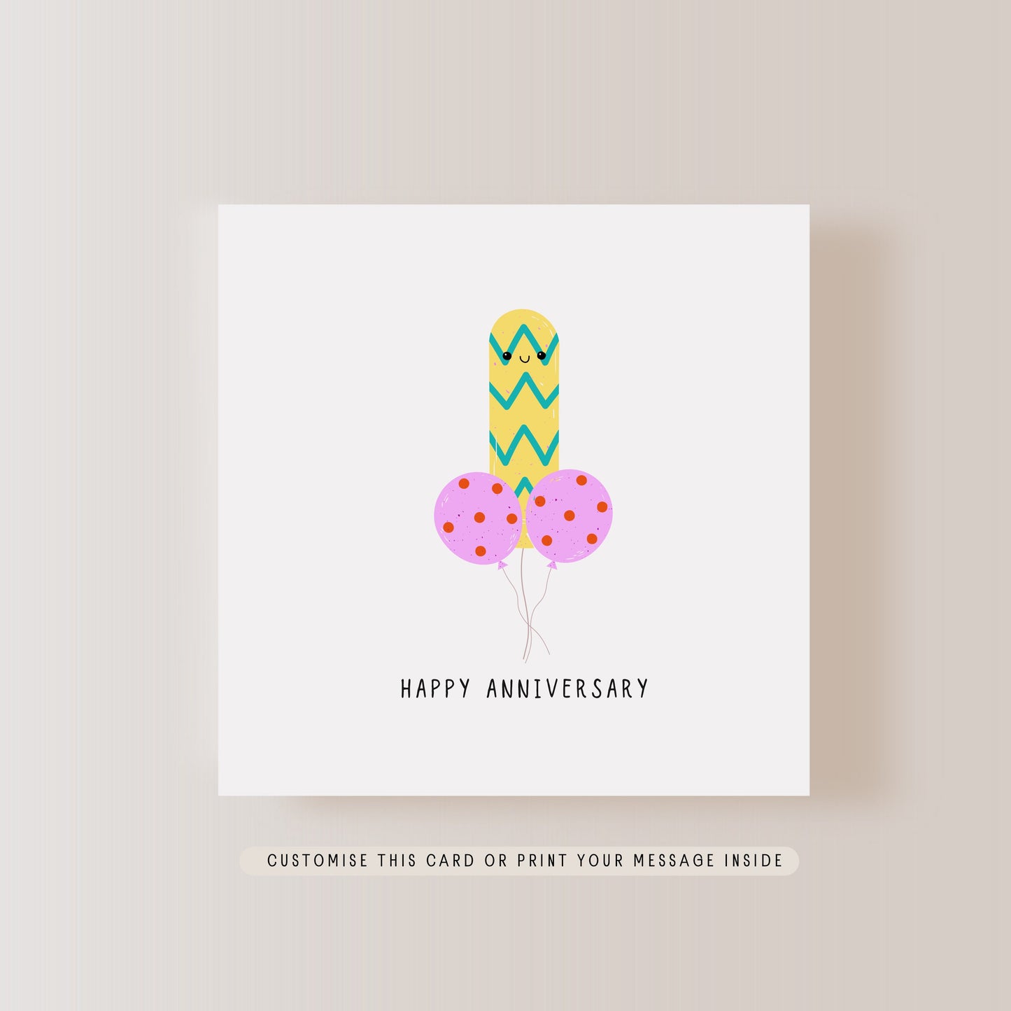 Happy Anniversary Card | Cheeky Ballon Print | Little Paper Bird Ltd