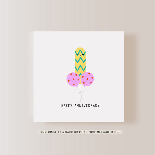 Happy Anniversary Card | Cheeky Ballon Print | Little Paper Bird Ltd