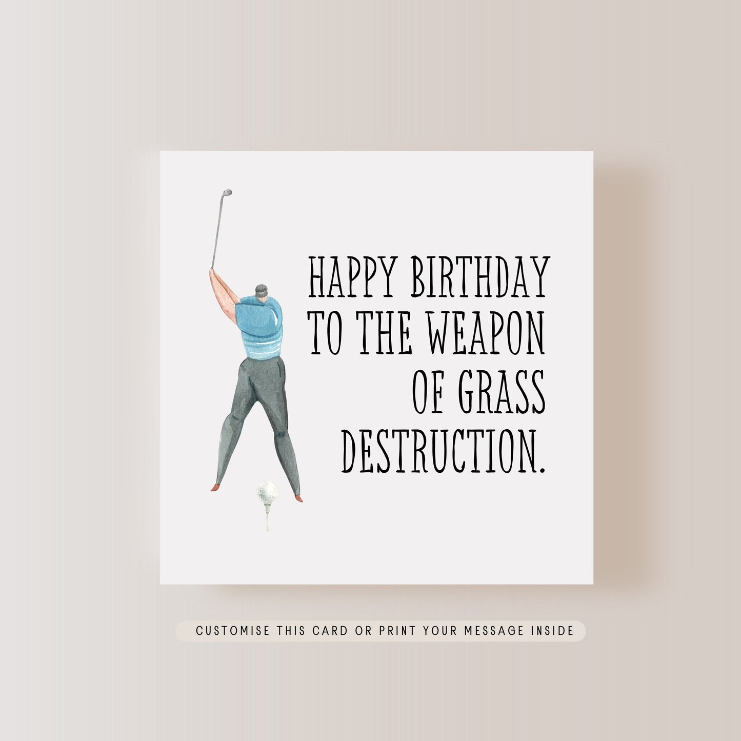 Weapon of Grass Destruction Greeting Card | Personalised Birthday card for Golf Lover, Gift for Golfer, Letterbox Gift for best friend