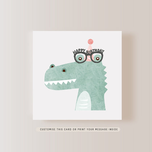 Cute Crocodile Happy Birthday Card | Birthday Greeting Card | Little Paper Bird Ltd