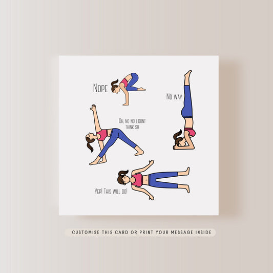 Yoga Poses Greeting Card | Birthday Card for Yoga Lover, Fitness Instructor Gift for her, Letterbox Gift for women, Funny Thank You Cards