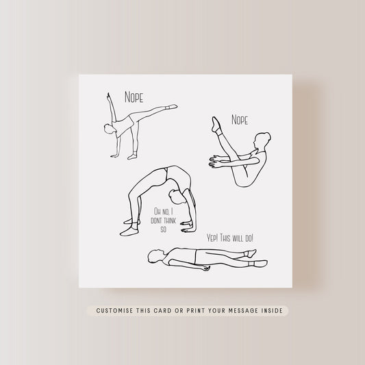 Yoga Poses Greeting Card | Birthday Card for Yoga Lover, Fitness Instructor Gift for her, Letterbox Gift for him, Funny Thank You Cards