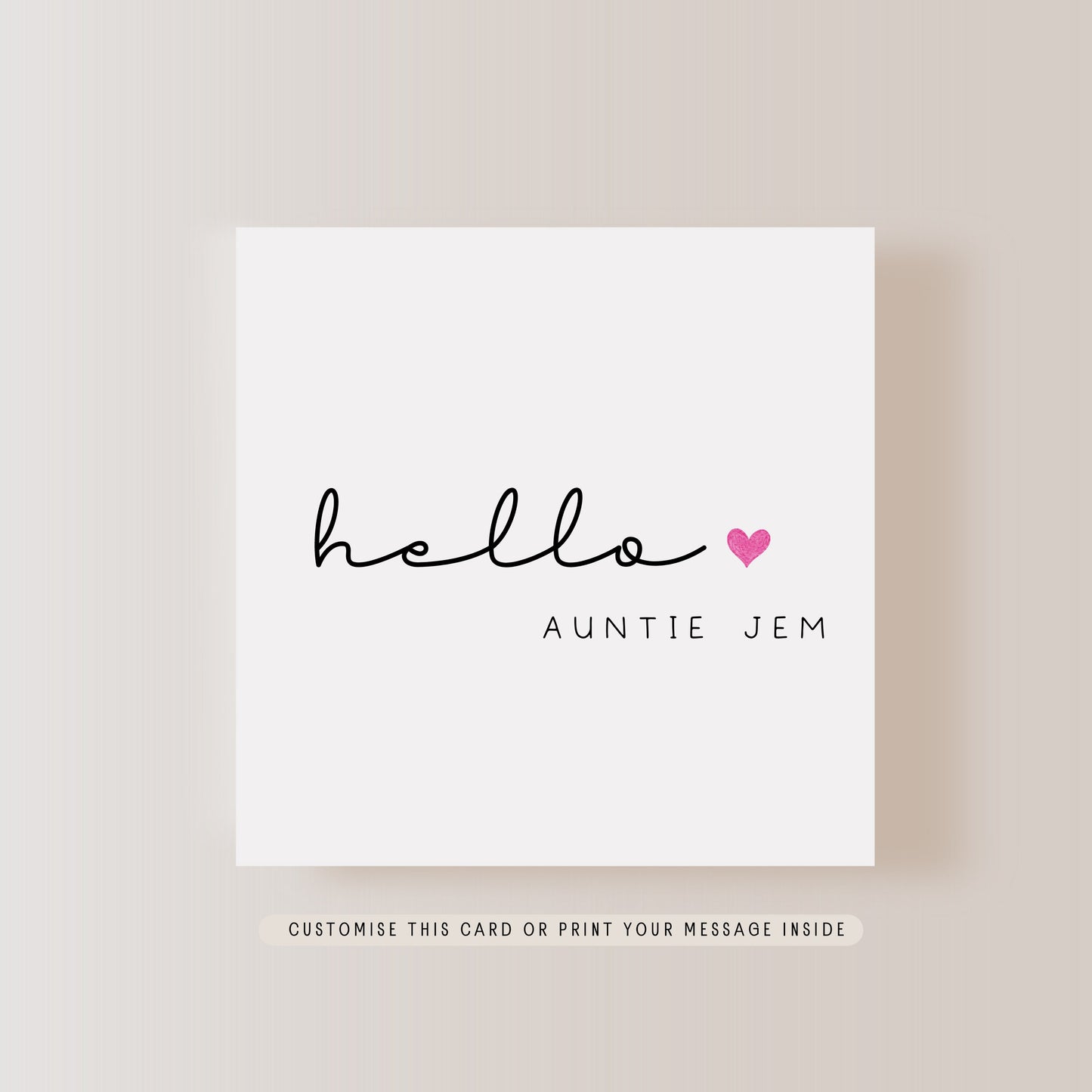 Hello Auntie Greeting Card | Personalised Name Pregnancy Reveal for Sister, Mothers Day Aunt Card from Baby, Surprise Baby Announcement Gift