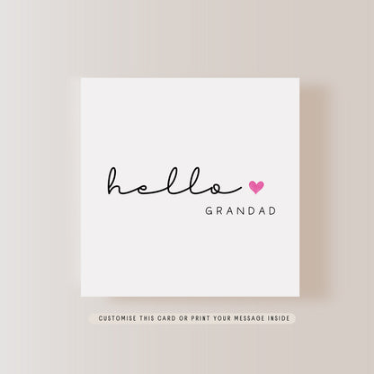 Hello Grandad Greeting Card | Personalised Birthday Card for Grandpa, Father's Day Card from Baby, Surprise Baby Annoucement Gift