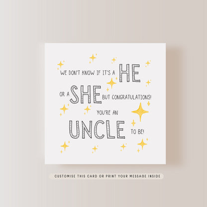 Congrats Uncle To Be Greeting Card | Personalised Pregnancy Reveal for Partner Letterbox gift from Baby, Surprise Baby Announcement Gift