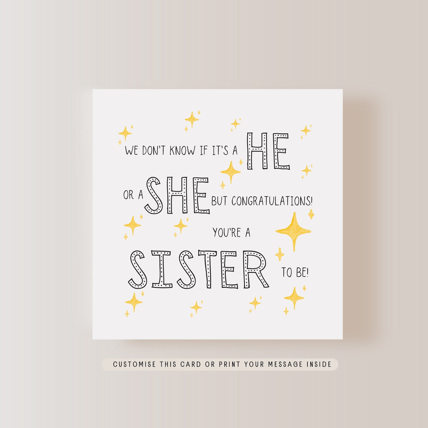 Surprise Bog Sister to Be Greeting Card | New Baby & Announcement | Little Paper Bird