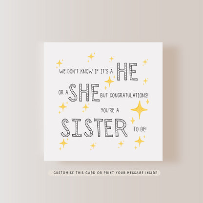 Surprise Bog Sister to Be Greeting Card | New Baby & Announcement | Little Paper Bird