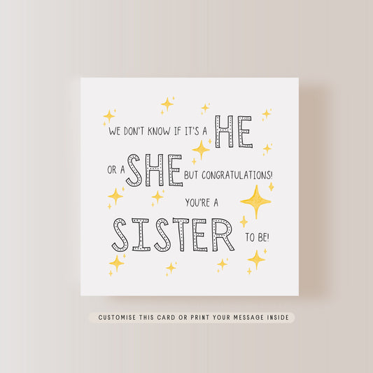 Surprise Bog Sister to Be Greeting Card | New Baby & Announcement | Little Paper Bird