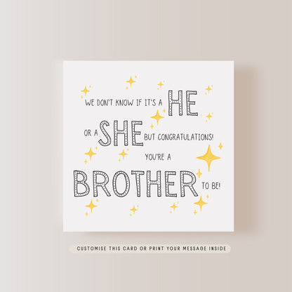 Surprise Big Brother to Be Greeting Card | New Baby & Announcement | Little Paper Bird