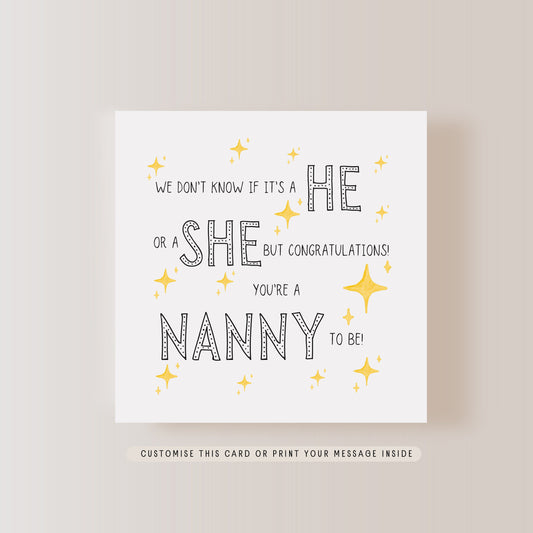 Surprise Nanny to Be Greeting Card | New Baby & Announcement | Little Paper Bird