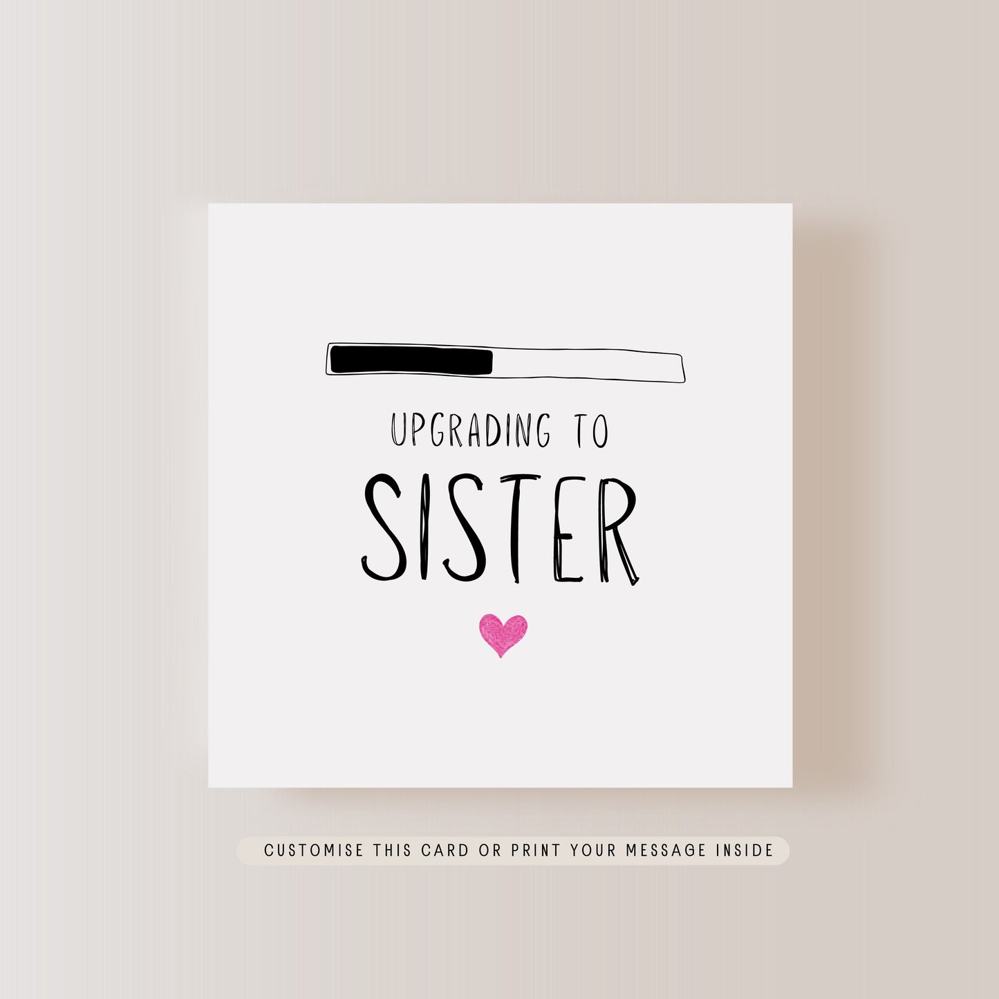 Upgrade to Big Sister Greeting Card | Personalised Pregnancy Reveal for Sibling, Keepsake Favour from Baby, Surprise Baby Announcement Gift