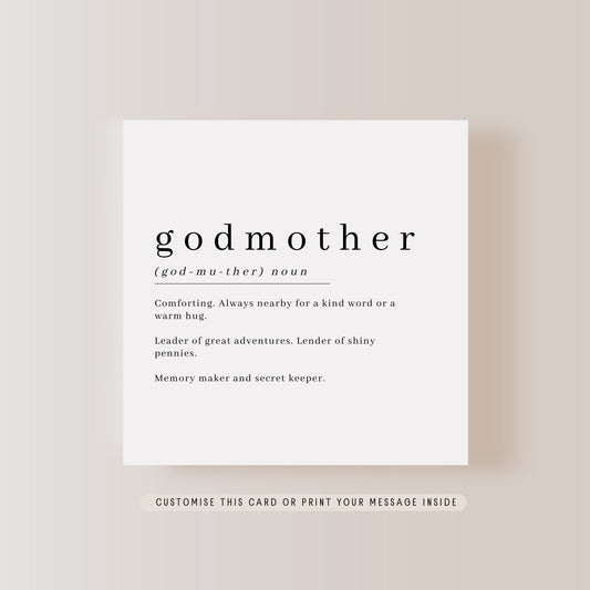 Godmother Definition Greeting Card | Personalised Card for Godparent, Christening Day Card for Her, Keepsake Baptism Gift for Godmother