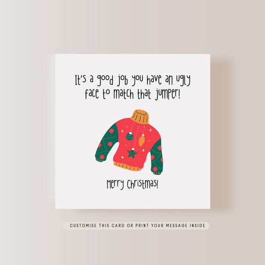 Fun Ugly Christmas Jumper | Christmas Greeting Card | Little Paper Bird Ltd