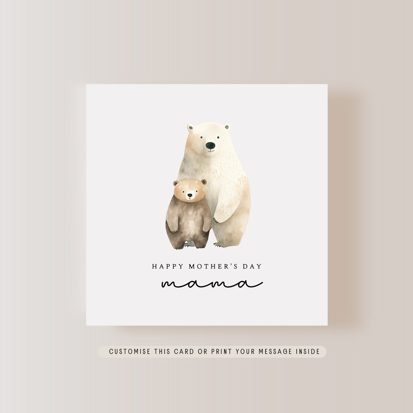 Personalised Greeting Card For Mum on Mother's Day | First Mother's Day Bear Print Card, Mama Bear Print from Child for Someone Like a Mum