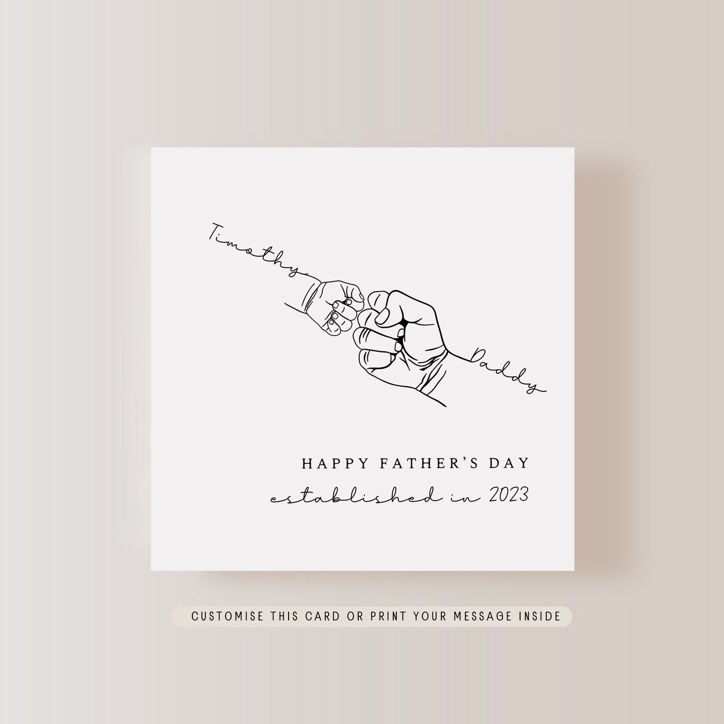 Personalised Father's Day Card | Fist Bump with Child Print | Card for Daddy, Gift for Dad, First Father's Day Card, Card from Baby for Dad