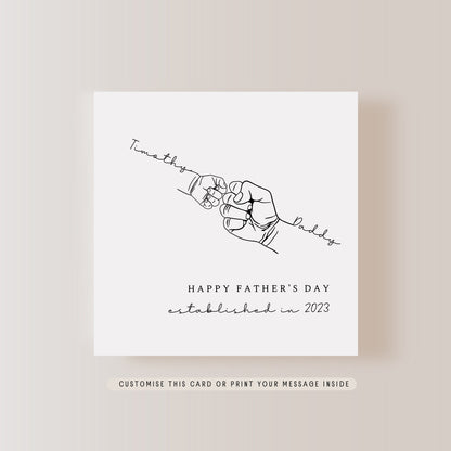 Personalised Father's Day Card | Fist Bump with Child Print | Card for Daddy, Gift for Dad, First Father's Day Card, Card from Baby for Dad