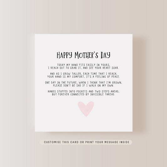 Happy Mother's Day Poem Card | Greeting Card for Mummy, First Mother's Day Keepsake Card, Gift for Someone Special, Letterbox Memento Gift