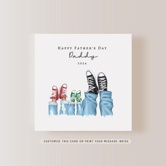 Sneaker Print Father's Day Card | Personalised Greeting Card for Daddy, Keepsake Gift for Dad from Children, Someone like a Dad Memento Card