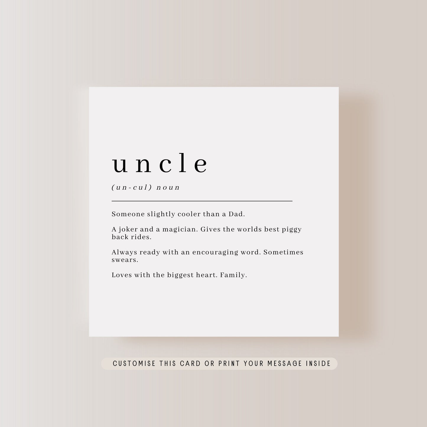 Uncle Definition Greeting Card | Personalised Birthday Card for him, Card from Niece, Card from Nephew, Fun letterbox Gift for Him