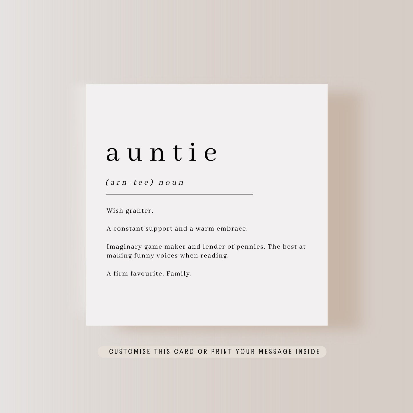 Auntie Greeting Card | Personalised Definition Print | Little Paper Bird Ltd