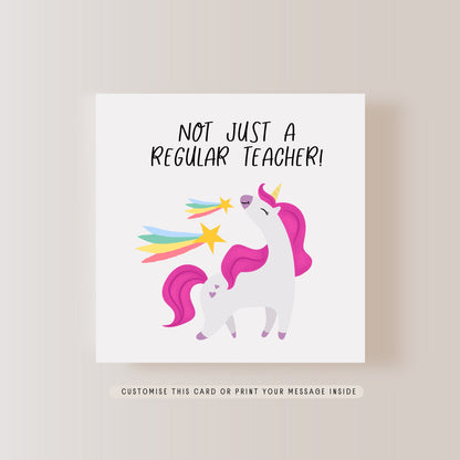 Thank You card for Teacher | School Leaver card for TA, Gift for Head Teacher, Unicorn Print Card for Teacher, End of Term Appreciation Gift