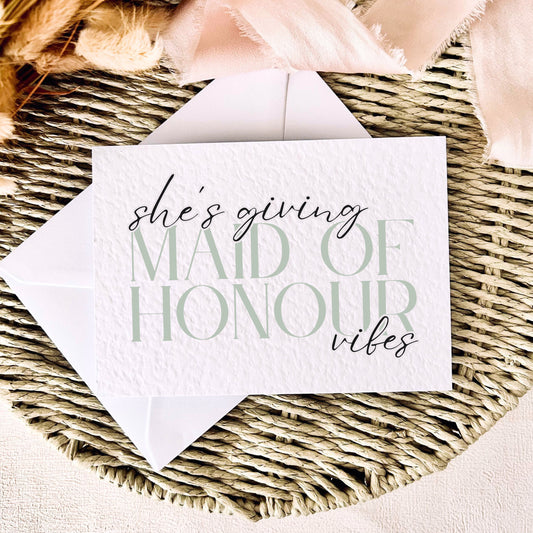 Maid of Honour Vibes| Bridal Party Proposal | A6 Postcard