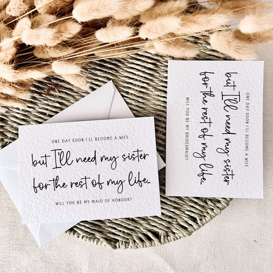 Sister for Life | Bridal Party Proposal | A6 Postcard