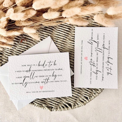 Now That I'm a Bride To Be Poem | Bridal Party Proposal | A6 Postcard