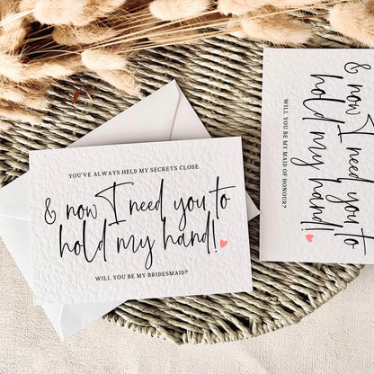 Hold My Hand | Bridal Party Proposal | A6 Postcard
