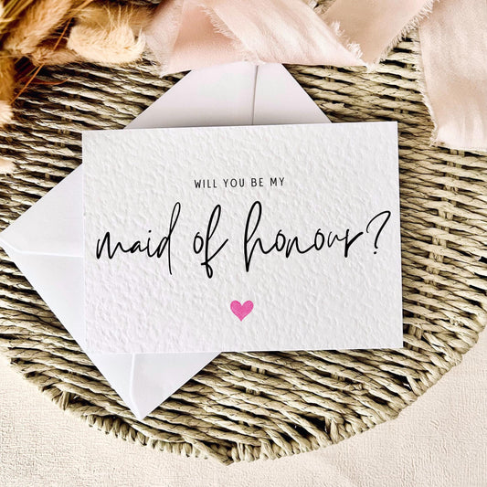 Maid of Honour Heart Print | Bridal Party Proposal | A6 Postcard