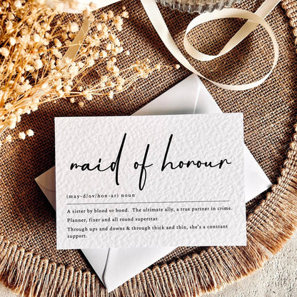 Maid Of Honour Definition #2  | Bridal Party Proposal | A6 Postcard