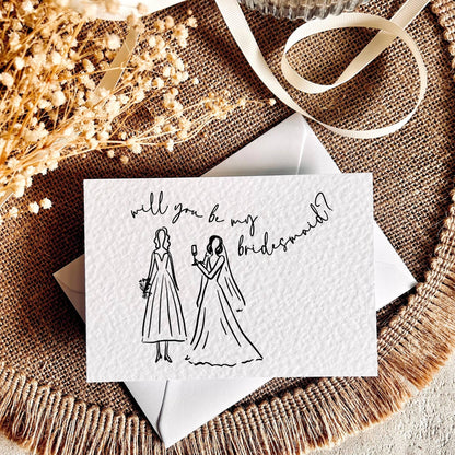 Bridesmaid Line Print | Bridal Party Proposal | A6 Postcard