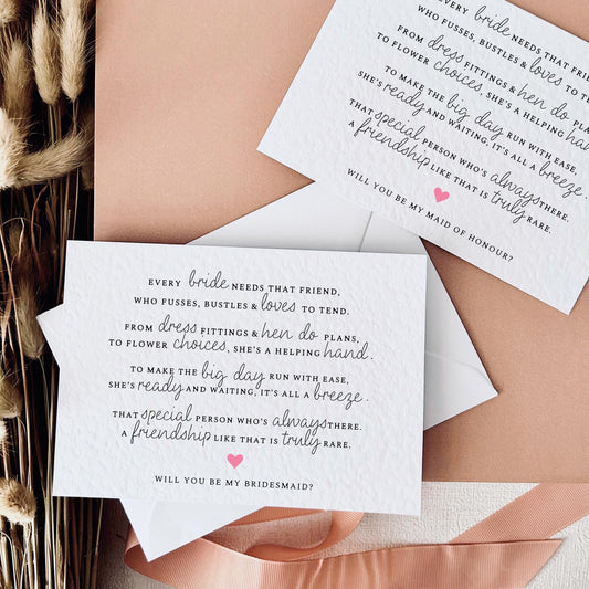 Every Bride Needs a Friend Poem | Bridal Party Proposal | A6 Postcard