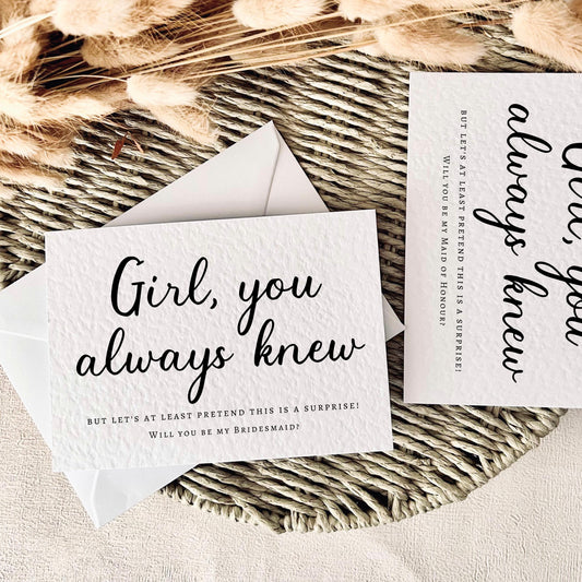 Girl You Always Knew | Bridal Party Proposal | A6 Postcard