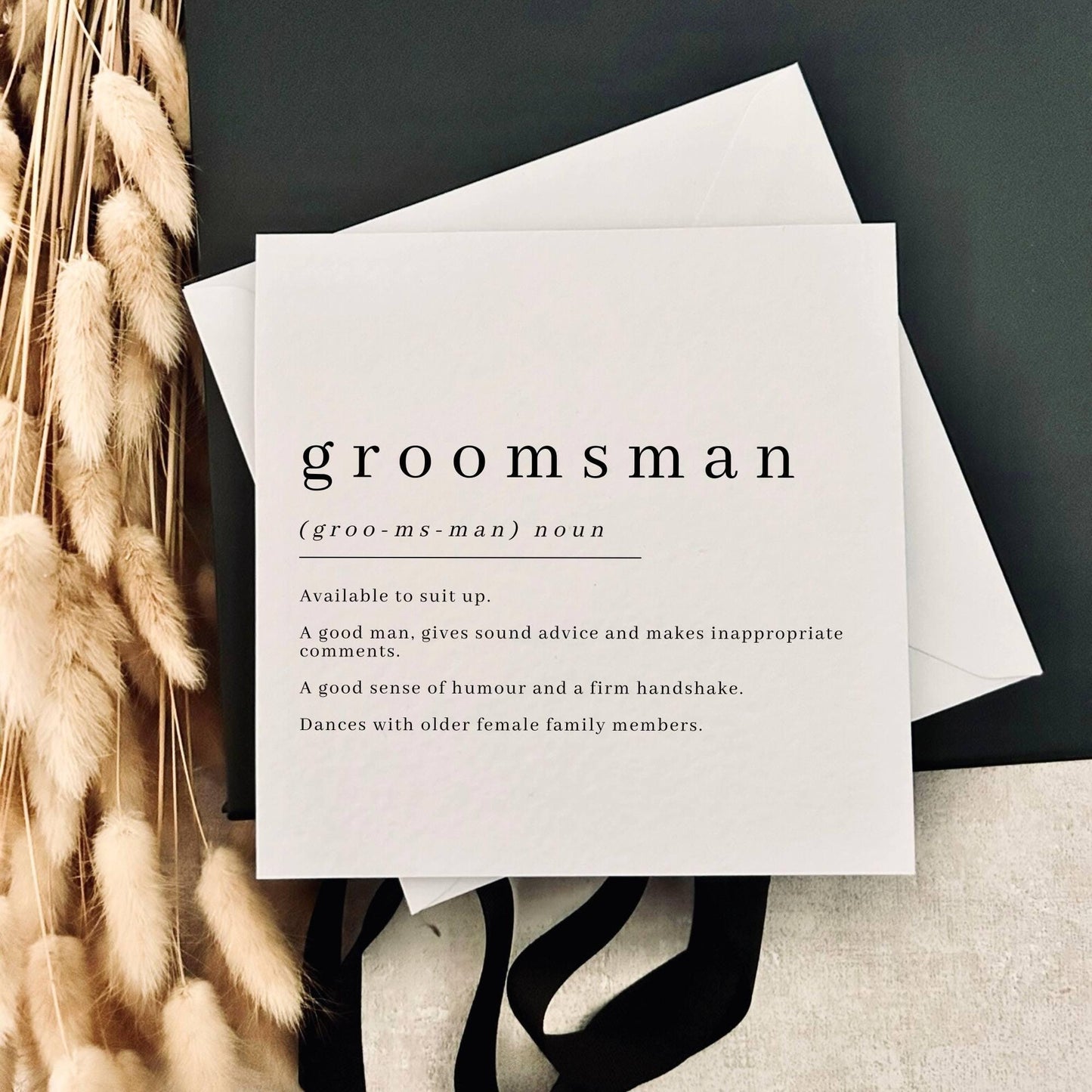 Groomsman Greeting Card - Personalised Definition Print Wedding Thank You for Him - Grooms Party Favour
